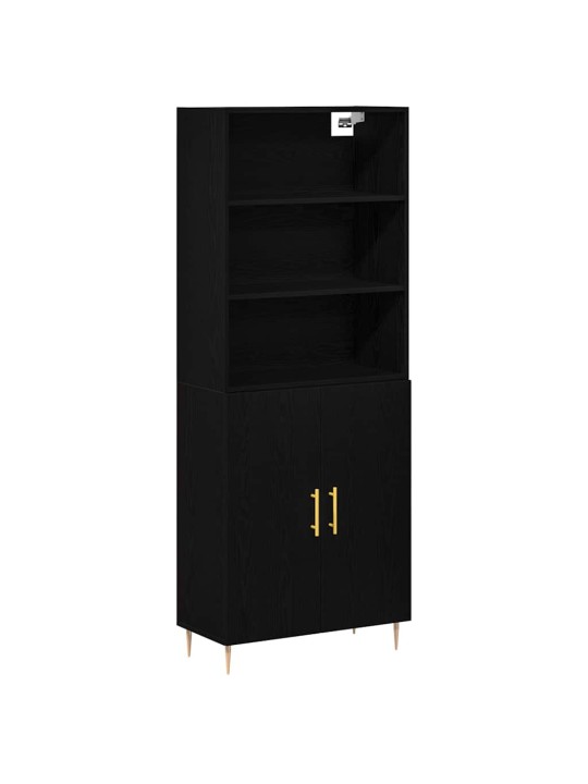 Augstais skapītis 2 pcs melns ozols 70 x 34 x 180 cm