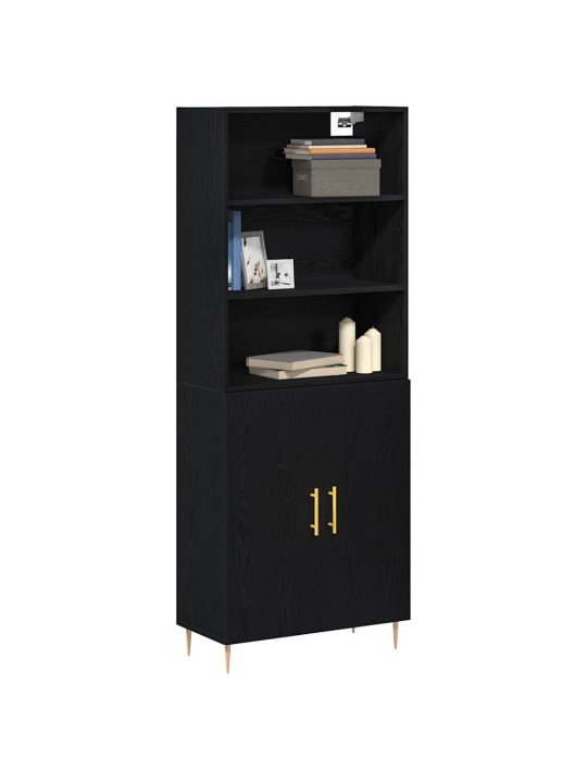 Augstais skapītis 2 pcs melns ozols 70 x 34 x 180 cm