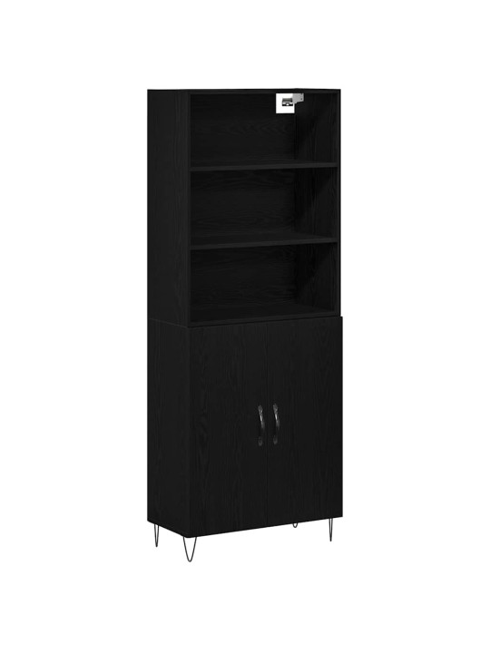Augstais skapītis 2 pcs melns ozols 70 x 34 x 180 cm