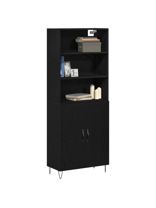 Augstais skapītis 2 pcs melns ozols 70 x 34 x 180 cm