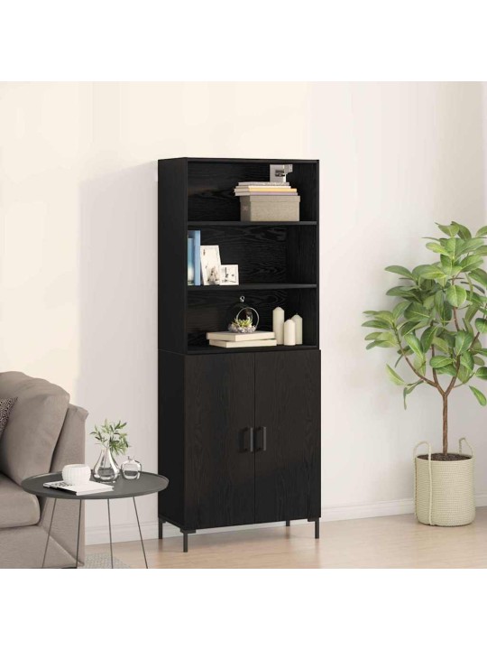 Augstais skapītis 2 pcs melns ozols 70 x 34 x 180 cm