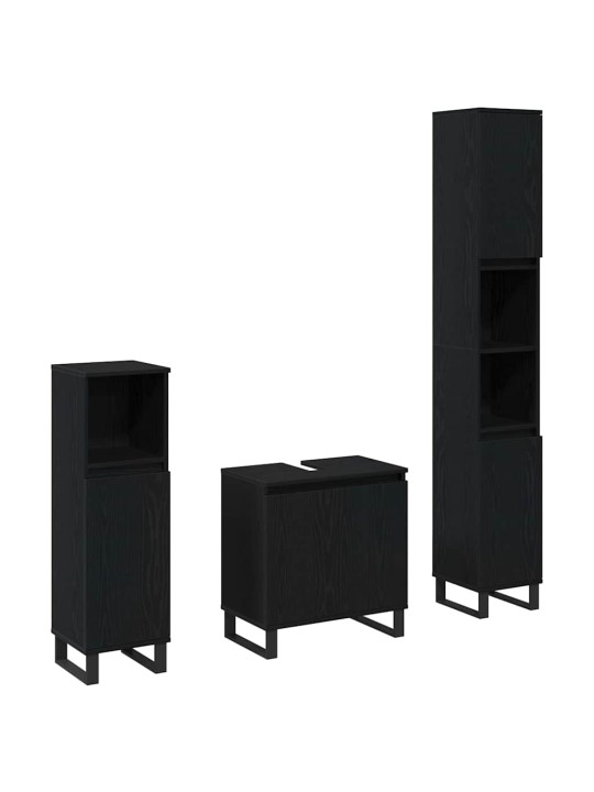 Vannas istabas mēbeļu komplekts 3 pcs melna 30 x 30 x 190 cm