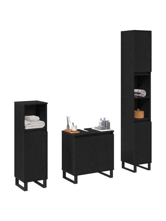 Vannas istabas mēbeļu komplekts 3 pcs melna 30 x 30 x 190 cm