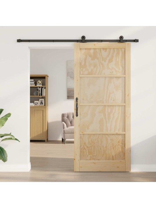 Bīdāmo durvju komplekts manuāls dabīga un melna 93 x 211 cm