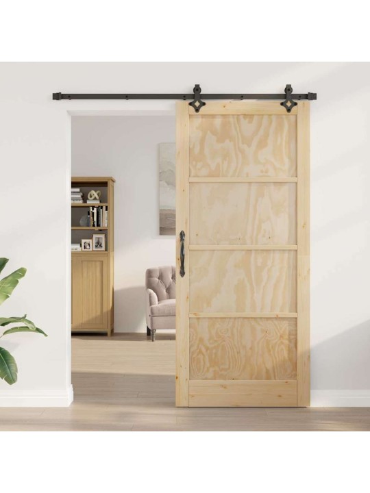 Bīdāmās durvis manuāls dabīga un melna 93 x 211 cm