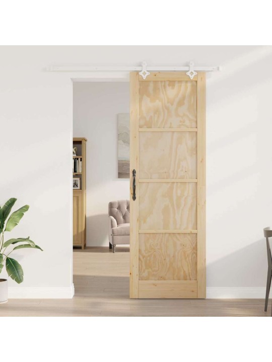 Bīdāmās durvis balts 78 x 232 cm cieta priedes koks un tērauds