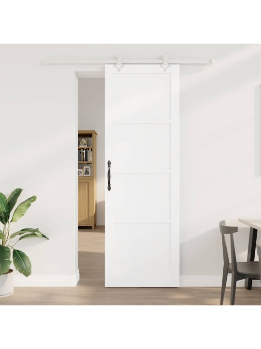 Bīdāmās durvis balts 78 x 232 cm cieta priedes koks un tērauds
