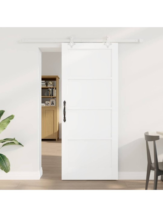 Bīdāmās durvis balts 83 x 202 cm cieta priedes koks un tērauds