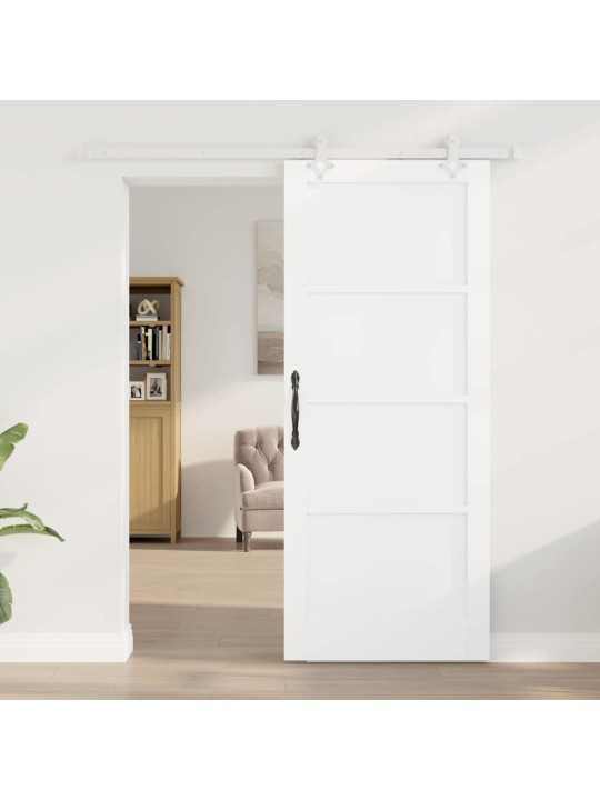 Bīdāmās durvis balts 83 x 202 cm cieta priedes koks un tērauds