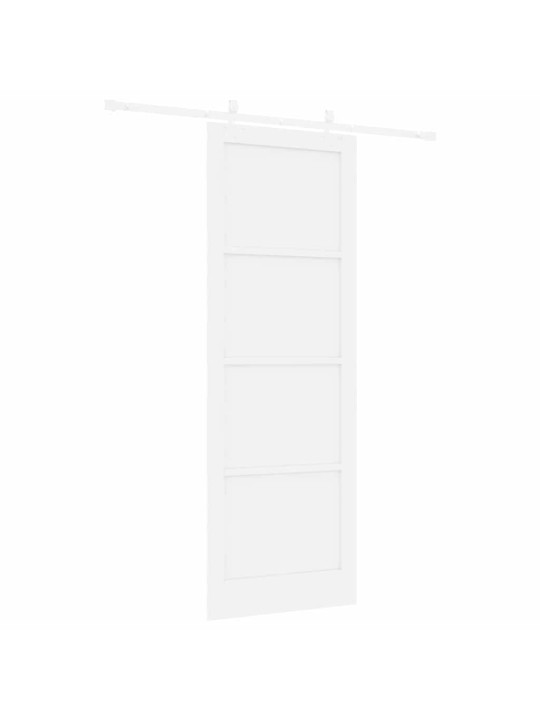 Bīdāmās durvis balts 83 x 232 cm cieta priedes koks un tērauds