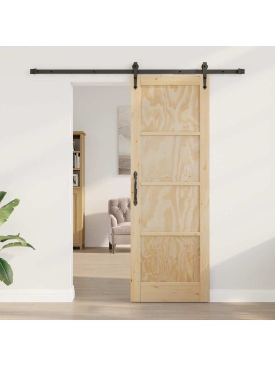 Bīdāmās durvis manuāls dabīga un melna 73.5 x 211 cm