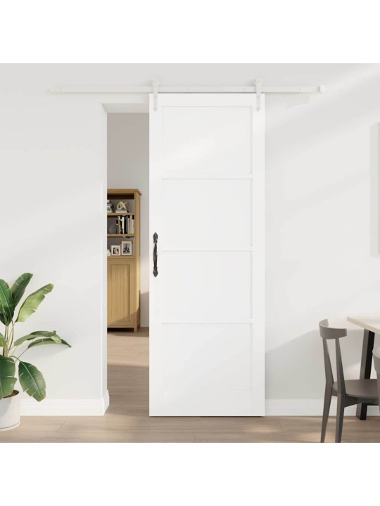 Bīdāmās durvis balts 83 x 232 cm cieta priedes koks un tērauds