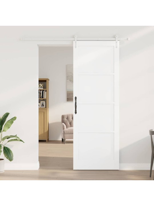 Bīdāmās durvis balts 83 x 232 cm cieta priedes koks un tērauds
