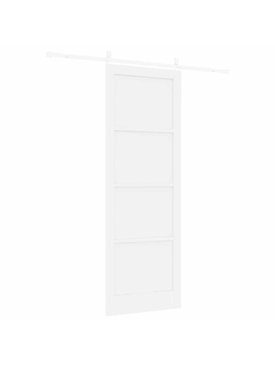Bīdāmās durvis balts 83 x 232 cm cieta priedes koks un tērauds