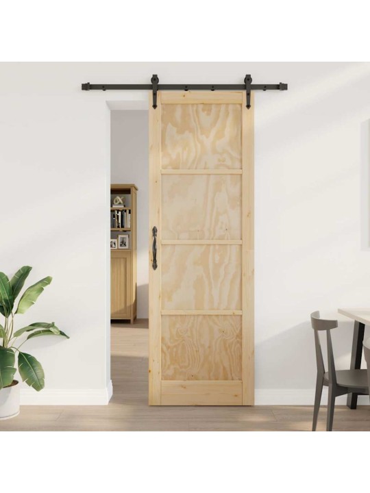 Slīdošās durvis manuāls brūna 78 x 232 cm priedes masīvkoks