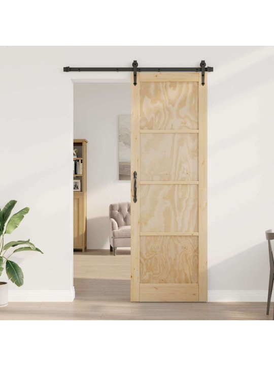 Slīdošās durvis manuāls brūna 78 x 232 cm priedes masīvkoks