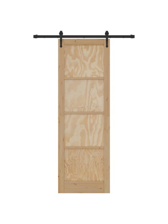 Slīdošās durvis manuāls brūna 78 x 232 cm priedes masīvkoks