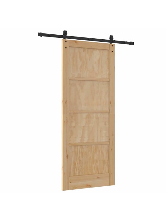 Slīdošās durvis manuāls brūna 83 x 202 cm priedes masīvkoks