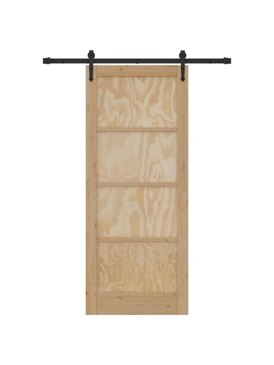 Slīdošās durvis manuāls brūna 83 x 202 cm priedes masīvkoks
