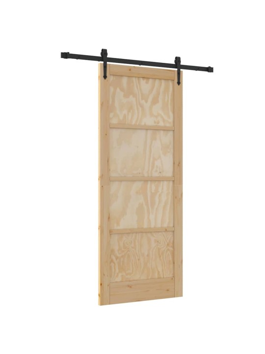 Slīdošās durvis manuāls brūna 83 x 202 cm priedes masīvkoks