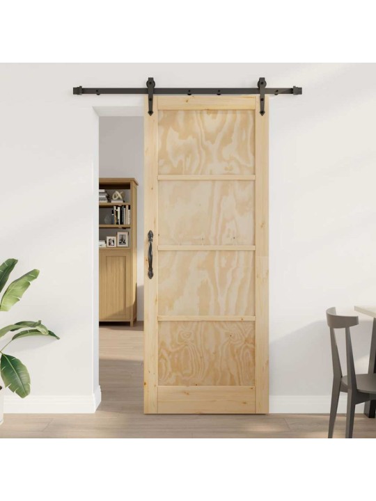 Slīdošās durvis manuāls brūna 83 x 211 cm priedes masīvkoks