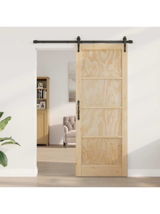 Slīdošās durvis manuāls brūna 83 x 211 cm priedes masīvkoks
