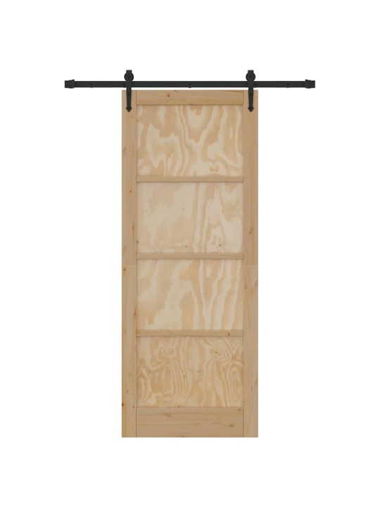Slīdošās durvis manuāls brūna 83 x 211 cm priedes masīvkoks