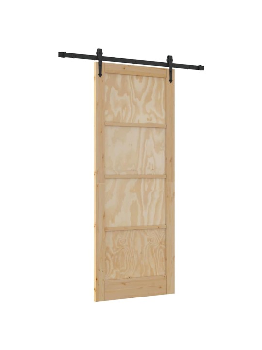 Slīdošās durvis manuāls brūna 83 x 211 cm priedes masīvkoks