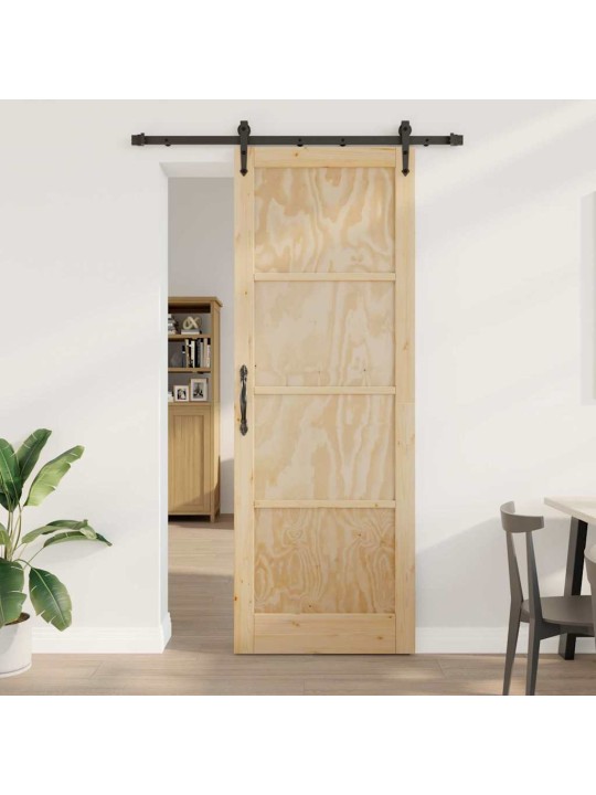 Slīdošās durvis manuāls brūna 83 x 232 cm priedes masīvkoks