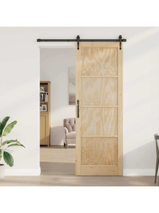 Slīdošās durvis manuāls brūna 83 x 232 cm priedes masīvkoks