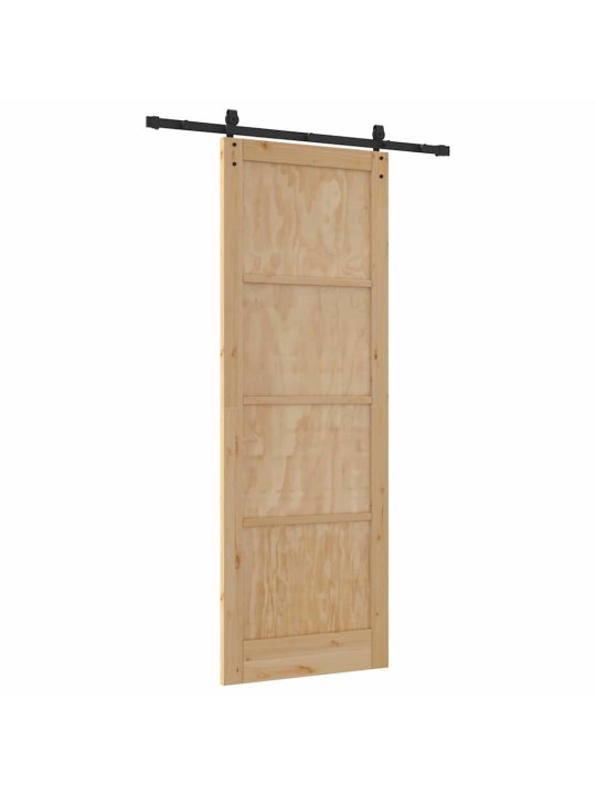 Slīdošās durvis manuāls brūna 83 x 232 cm priedes masīvkoks