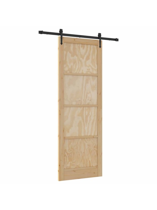 Slīdošās durvis manuāls brūna 83 x 232 cm priedes masīvkoks