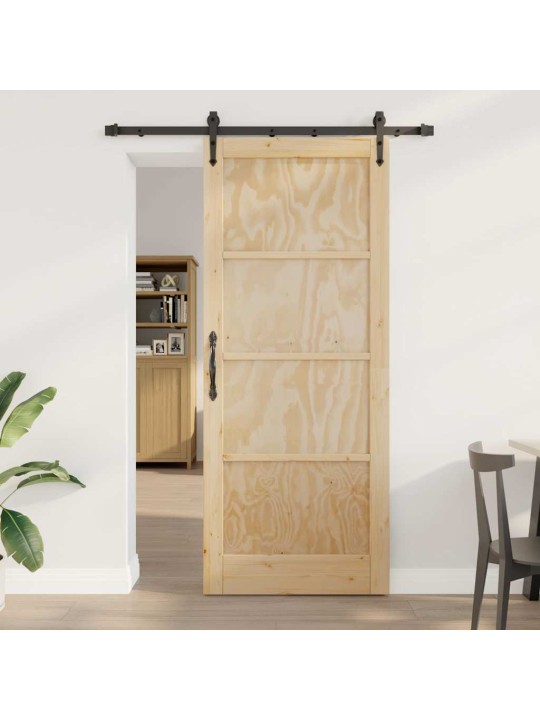 Slīdošās durvis manuāls brūna 86 x 211 cm priedes masīvkoks