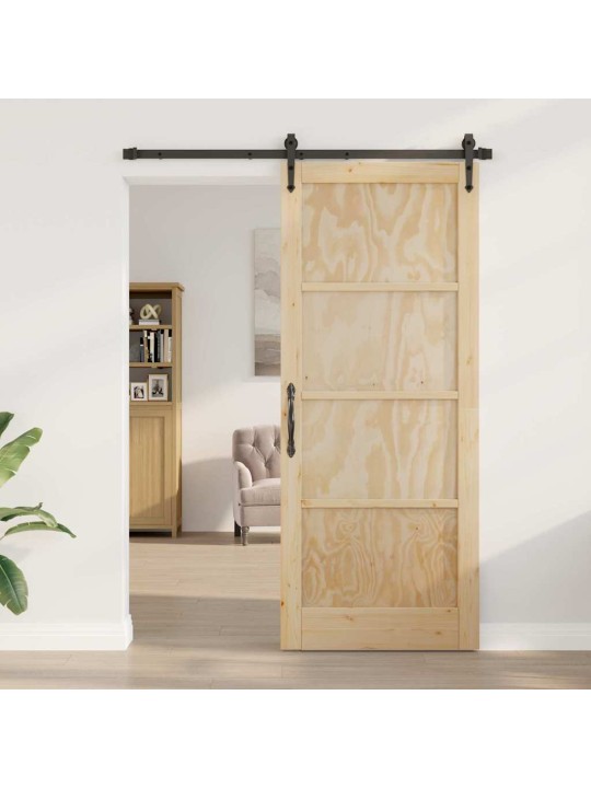 Slīdošās durvis manuāls brūna 86 x 211 cm priedes masīvkoks