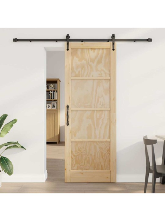 Slīdošās durvis manuāls brūna 78 x 211 cm priedes masīvkoks