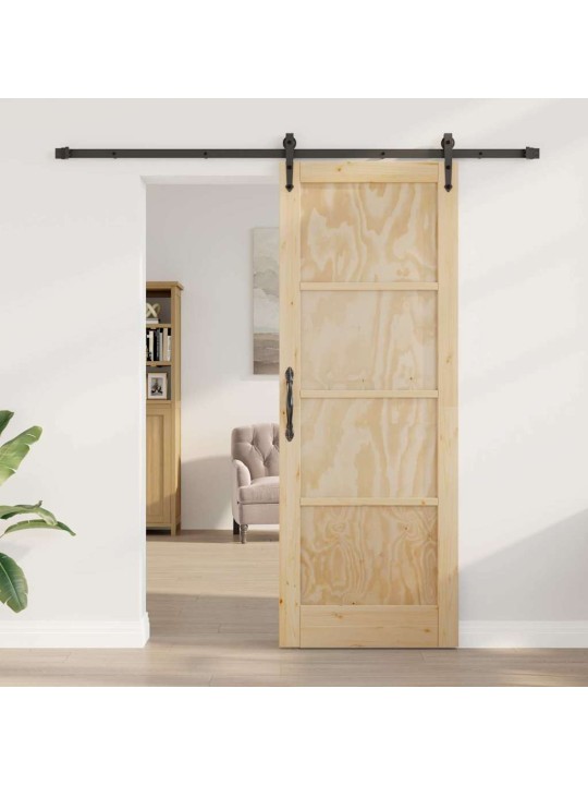Slīdošās durvis manuāls brūna 78 x 211 cm priedes masīvkoks