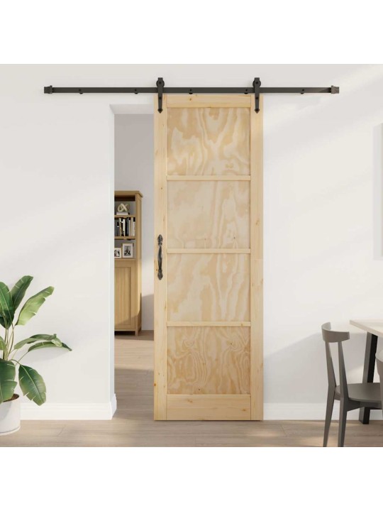 Slīdošās durvis manuāls brūna 78 x 232 cm priedes masīvkoks