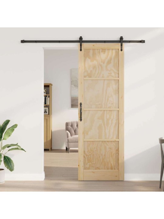 Slīdošās durvis manuāls brūna 78 x 232 cm priedes masīvkoks