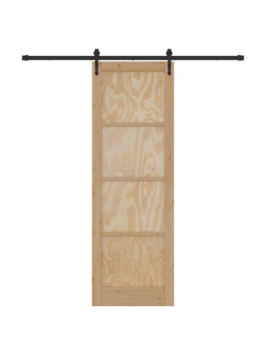 Slīdošās durvis manuāls brūna 78 x 232 cm priedes masīvkoks