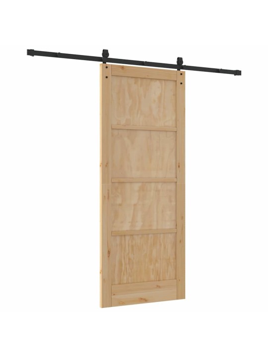 Slīdošās durvis manuāls brūna 83 x 202 cm priedes masīvkoks