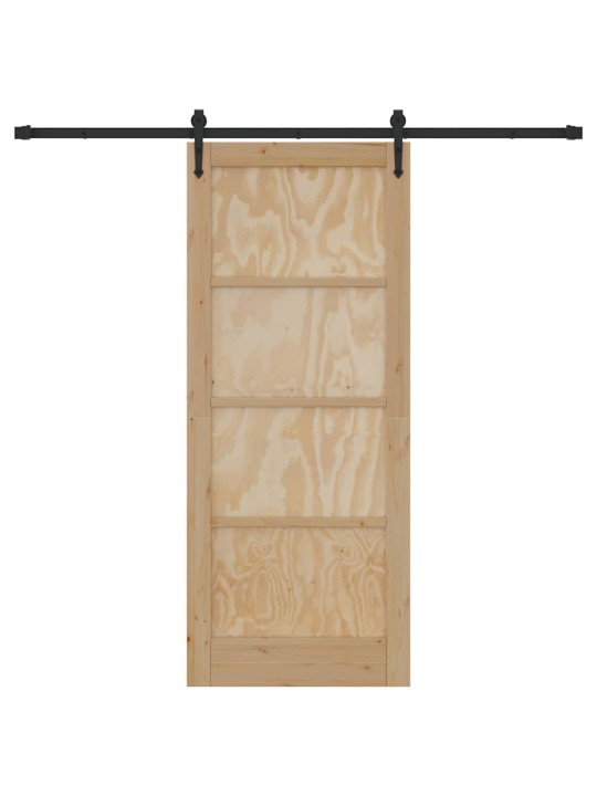 Slīdošās durvis manuāls brūna 83 x 202 cm priedes masīvkoks