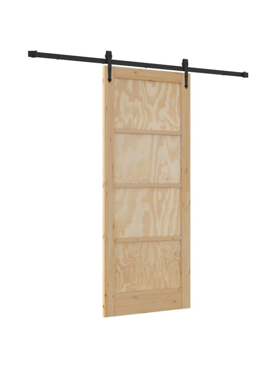 Slīdošās durvis manuāls brūna 83 x 202 cm priedes masīvkoks