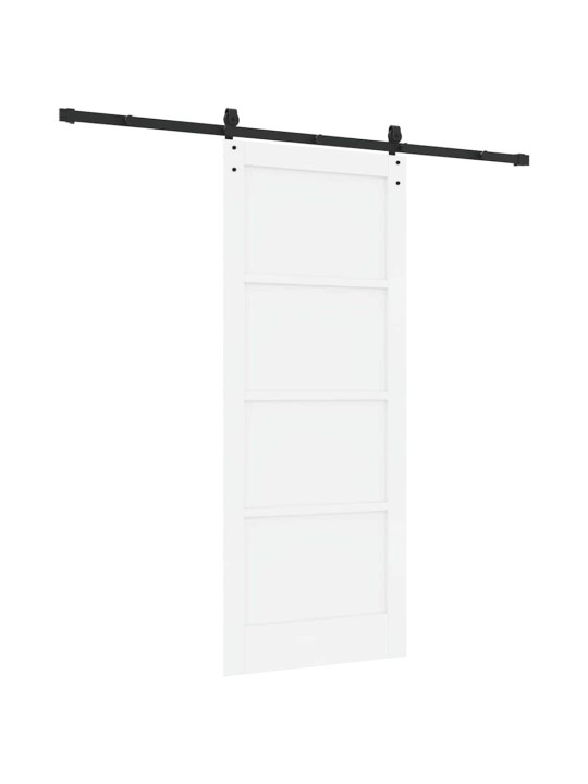 Slīdošās durvis manuāls balts 83 x 202 cm priedes masīvkoks