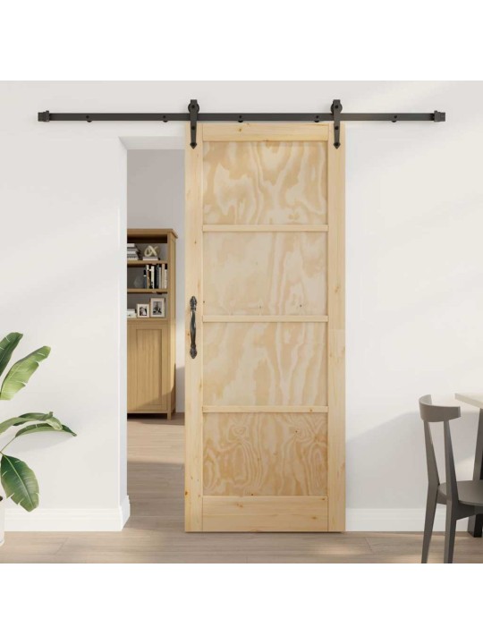 Slīdošās durvis manuāls brūna 83 x 211 cm priedes masīvkoks