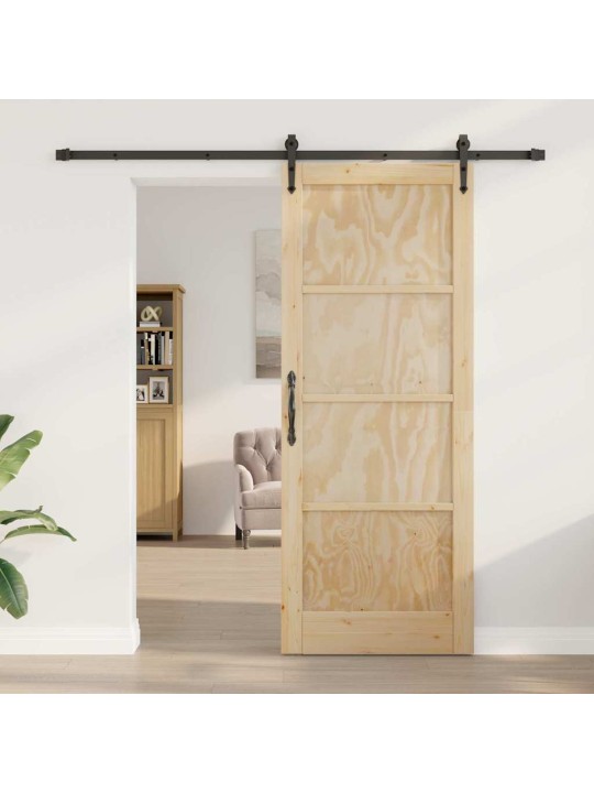 Slīdošās durvis manuāls brūna 83 x 211 cm priedes masīvkoks