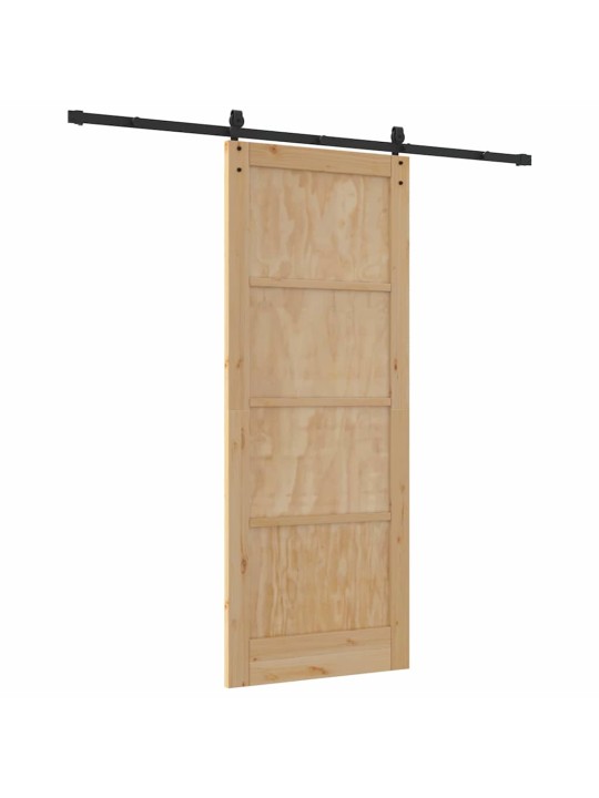 Slīdošās durvis manuāls brūna 83 x 211 cm priedes masīvkoks