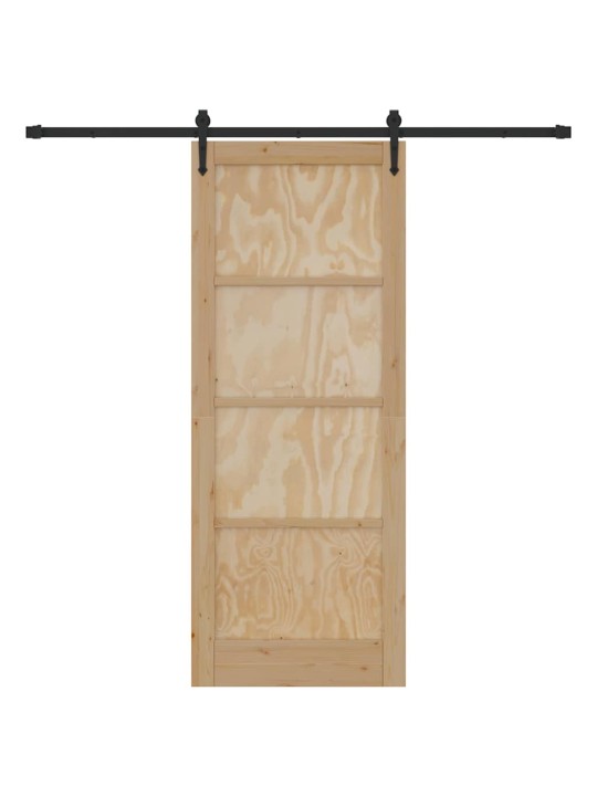 Slīdošās durvis manuāls brūna 83 x 211 cm priedes masīvkoks