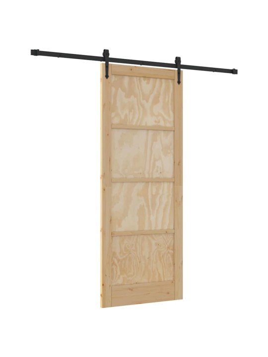 Slīdošās durvis manuāls brūna 83 x 211 cm priedes masīvkoks