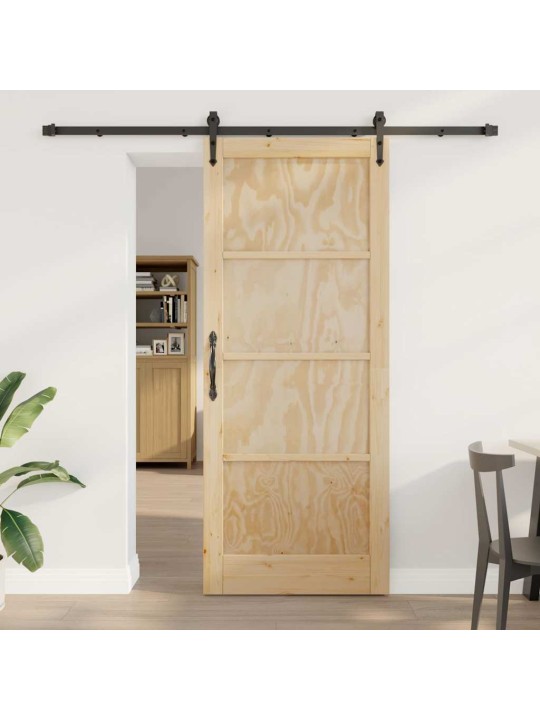 Slīdošās durvis manuāls brūna 86 x 211 cm priedes masīvkoks