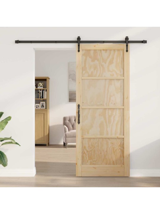 Slīdošās durvis manuāls brūna 86 x 211 cm priedes masīvkoks